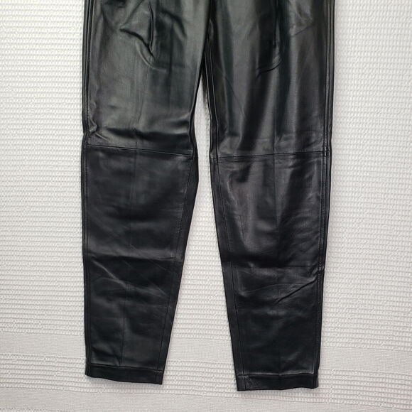 Polo Ralph Lauren Lambskin Leather Pants Womens 2 Black High Waisted Ankle Chic - Picture 15 of 16